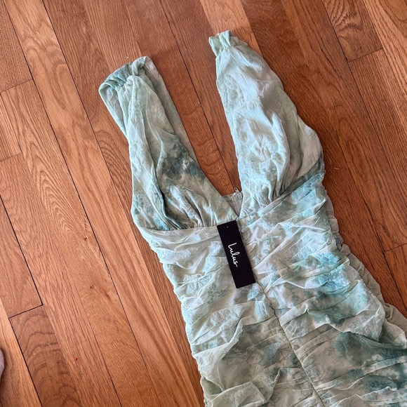 Lulu's Mint Green Ruched Maxi Dress - Picture 4 of 7